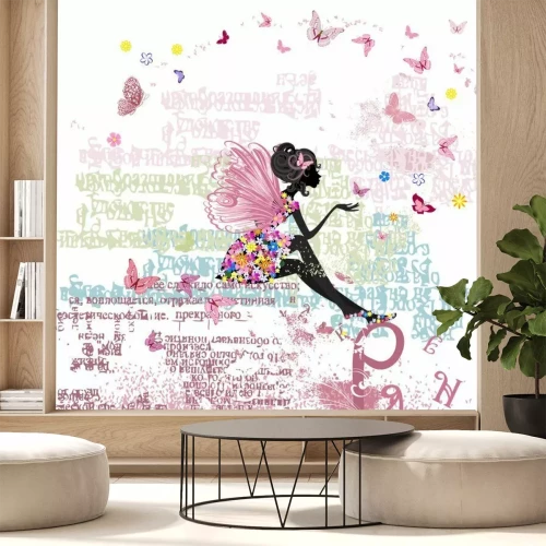 Fototapete Fee auf der Grunge-Hintergrund mit Buchstaben