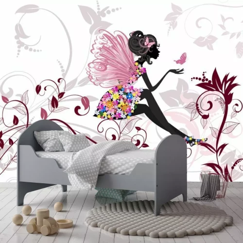 Fototapete Flower Fairy mit Schmetterlingen