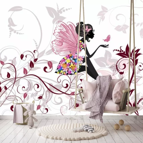 Fototapete Flower Fairy mit Schmetterlingen