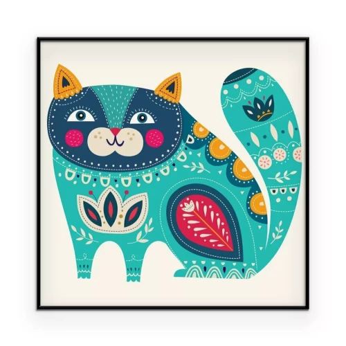 Poster Kätzchen im Folk-Stil