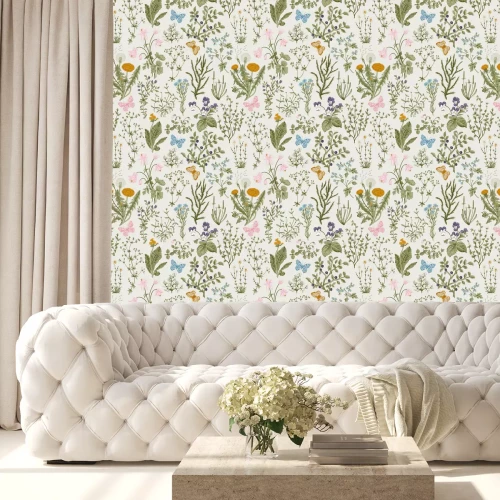 Tapete Blumenwiese und Schmetterlinge