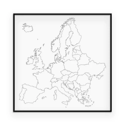 Poster Konturkarte von Europa auf weißem Hintergrund