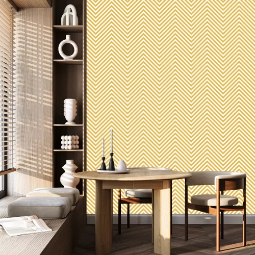 Tapete Zickzack Gelb Muster. Welle Hintergrund im Vektor