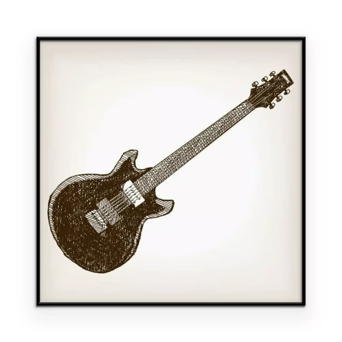 Poster Eine Cartoon-Illustration einer Gitarre