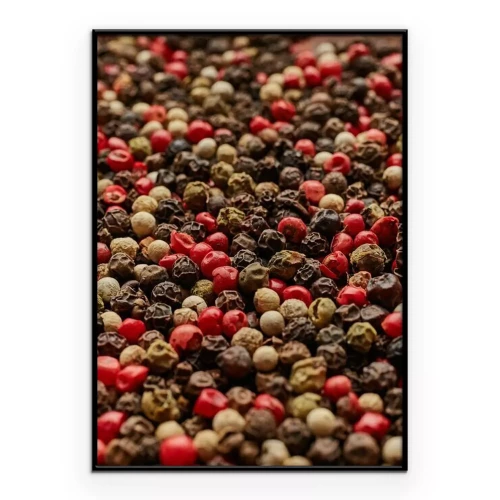 Poster Eine Mischung aus mehrfarbigen Pfefferkörnern