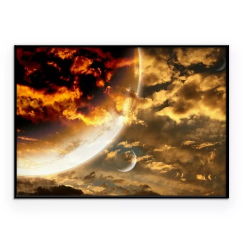 Poster Abstrakte Planeten vor dem Hintergrund von Wolken