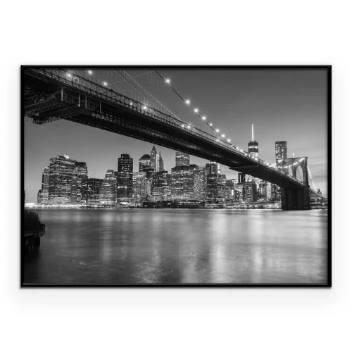 Poster Schwarz-weißes New York mit der Brooklyn Bridge