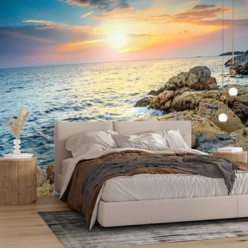 Fototapete Strand Steine und Meer in Kroatien