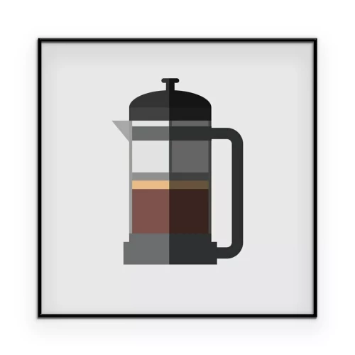 Poster Eine Cartoon-Grafik mit einer klassischen Kaffeemaschine