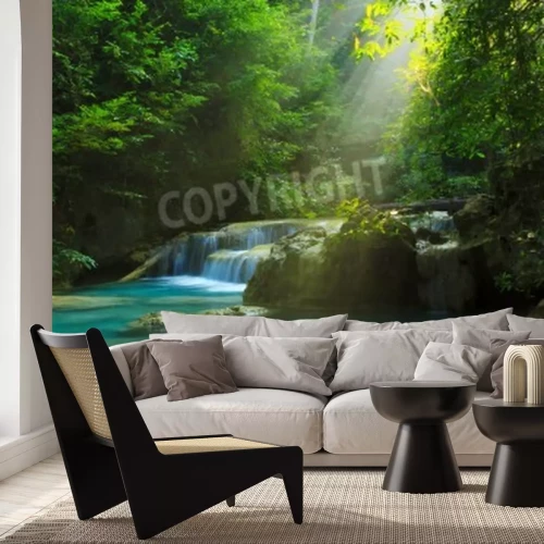 Fototapete Tropen am Wasserfall