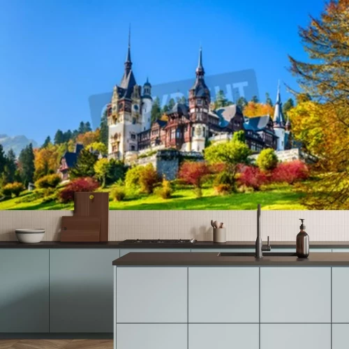 Fototapete Schloss in Rumänien im Herbst