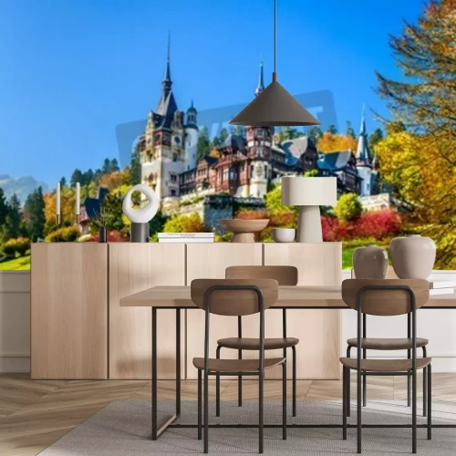 Fototapete Schloss in Rumänien im Herbst