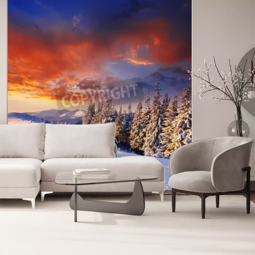 Fototapete Roter Wintersonnenaufgang