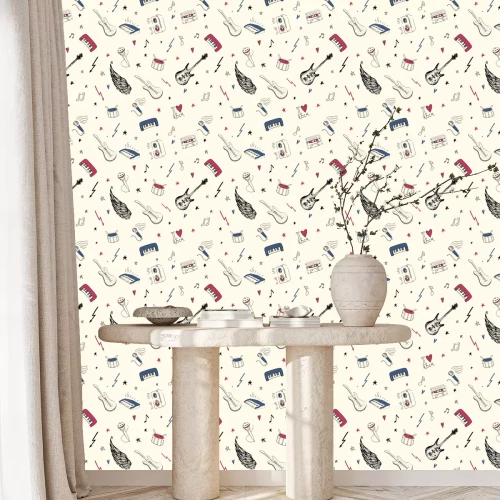 Tapete Musik-Symbole. Nahtlose Muster. Rockmusik Hintergrund Texturen,