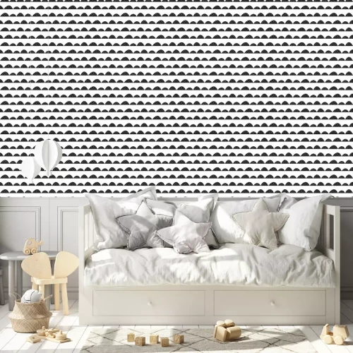 Tapete Skandinavischen nahtlose Schwarz-Weiß-Muster in Hand gezeichneten Stil. Stilisierte Hügelreihen. Wave einfache Muster für Stoff-, Textil-und Baby-Leinen.