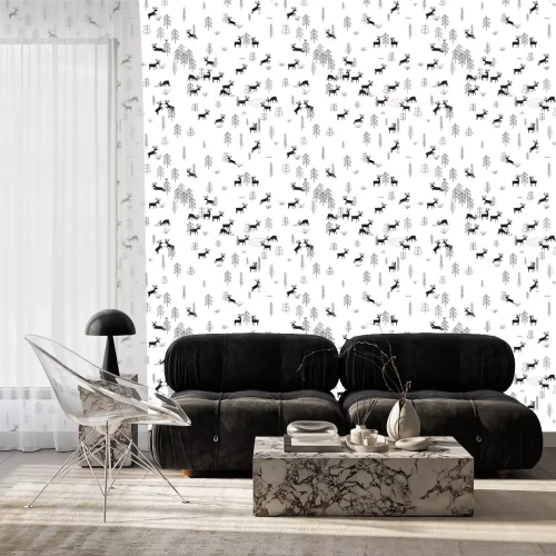 Tapete Vector nahtlose Muster mit wilden Wald Leben und Hirsche