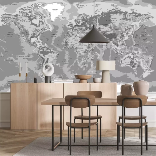 Fototapete Graue Weltkarte