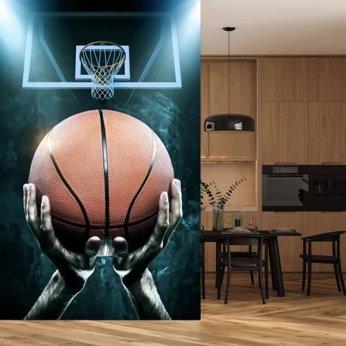 Fototapete Basketball 3D vor dem Dunk