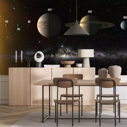 Fototapete Planeten des Sonnensystems mit Bildunterschriften