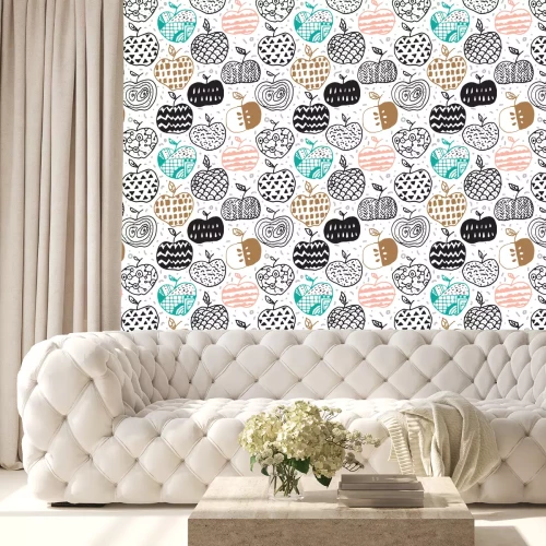 Tapete Dekorative Äpfel mit Mustern