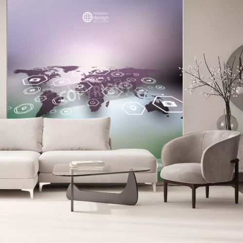 Fototapete Futuristische Weltkarte