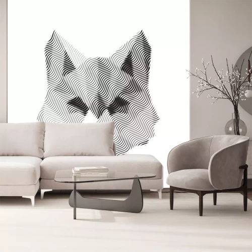 Sticker Wolfskopf schwarze Wellen 3D