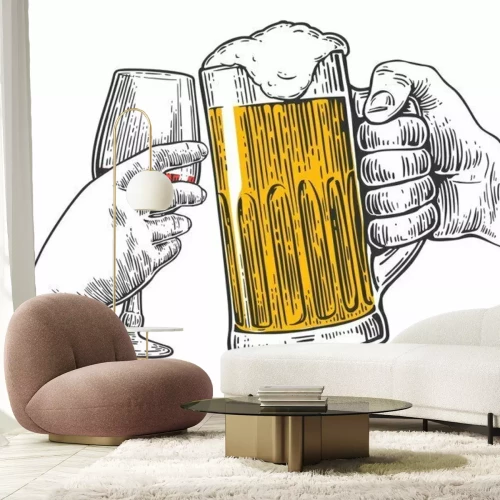 Sticker Ein Krug Bier und ein Glas Wein