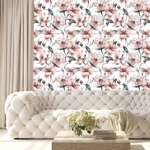 Tapete Aquarell-Magnolien auf Zweigen