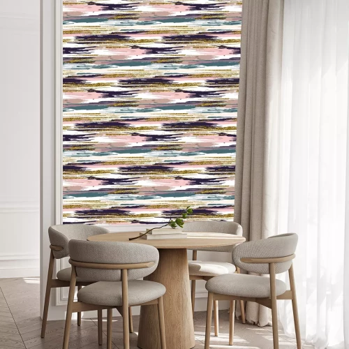 Tapete Motiv mit zerrissenen Streifen bunt mit Goldimitation