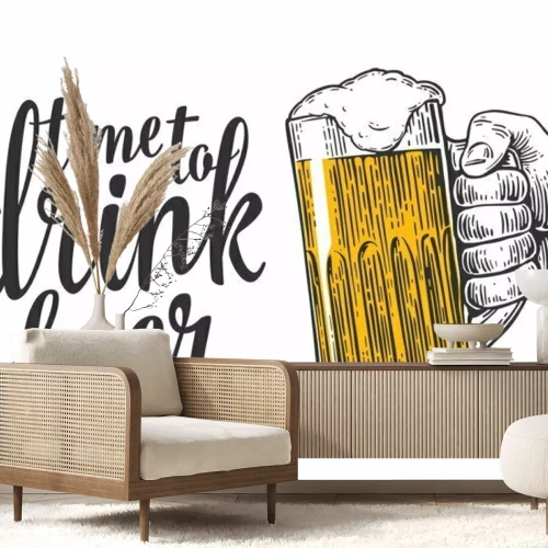 Sticker Hausgebrautes Bier Zeichnung mit Aufschrift