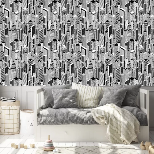 Tapete Wolkenkratzer Stadt Nahtlose Muster - mittel