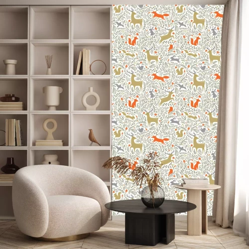 Tapete Waldtiere und grüne Pflanzen