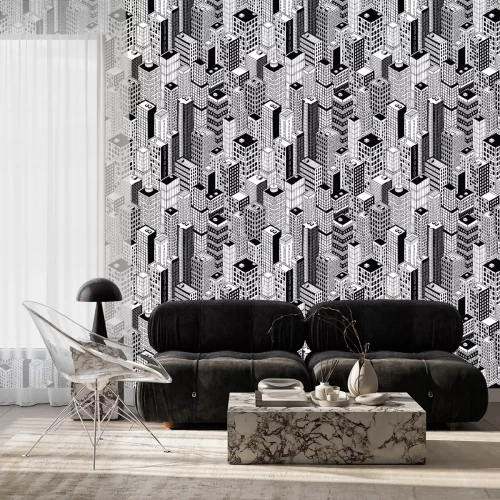 Tapete Wolkenkratzer Stadt Nahtlose Muster - klein