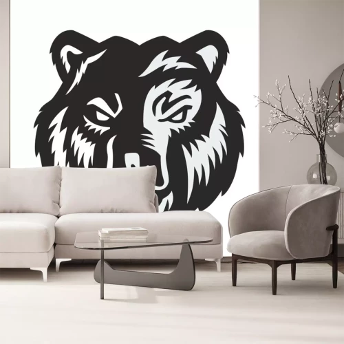 Sticker Schwarz-weißer Bärenkopf