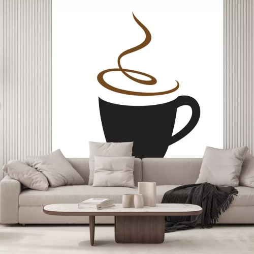 Sticker Minimalistische Grafik mit einem Becher Kaffee