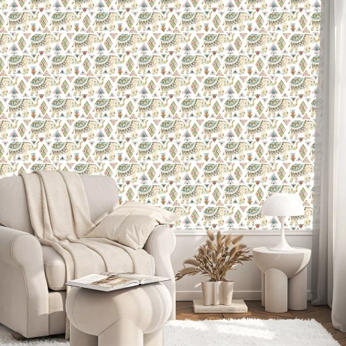 Tapete Indische Elefanten und traditionelle Muster