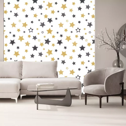 Sticker Schwarze und gelbe Sterne auf weißem Hintergrund