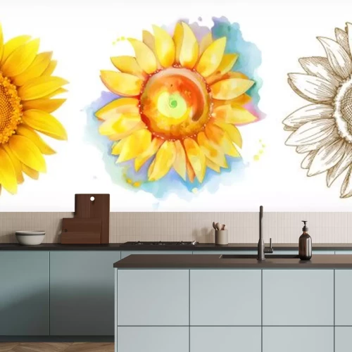 Sticker Sonnenblume in drei Varianten