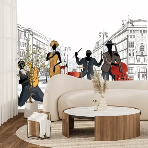 Sticker Musikbands Jazz auf der Straße bunte Grafik