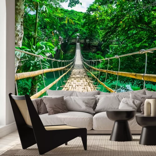 Fototapete Hängebrücke im tropischen Wald