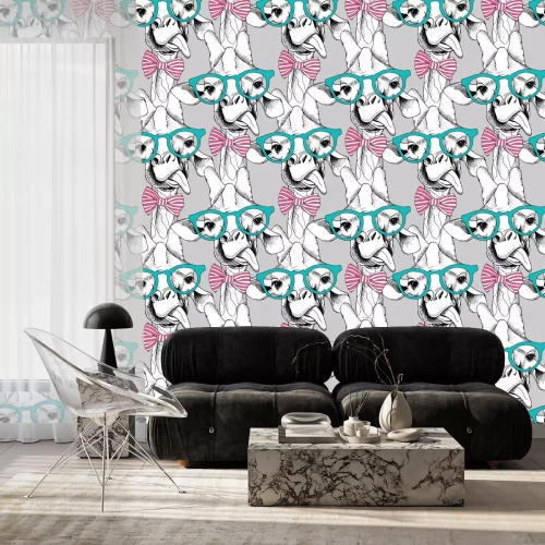 Tapete Lustige Giraffen in bunten Gläsern