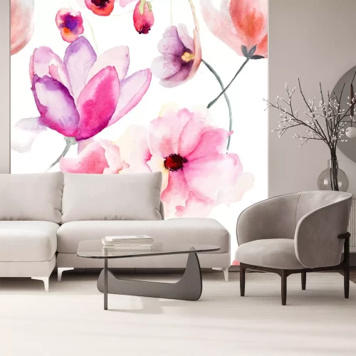 Sticker Aquarell nahtlose Muster mit rosa Blumen