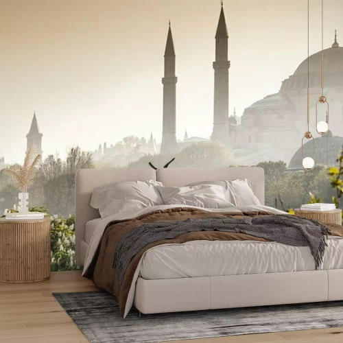 Fototapete Himmelblaue Moschee in Istanbul am Morgen