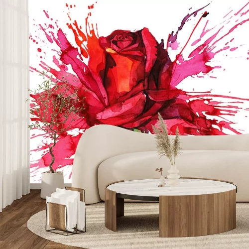 Sticker Rose abstrakte Zeichnung mit Aquarellfarben