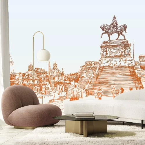 Sticker Skizze Handzeichnung von Rom Italien berühmten Stadtbild, Reise-Karte