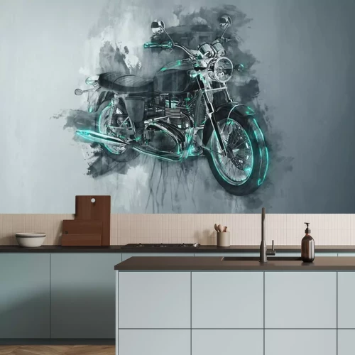 Fototapete Klassisches Motorradfahrrad in grau