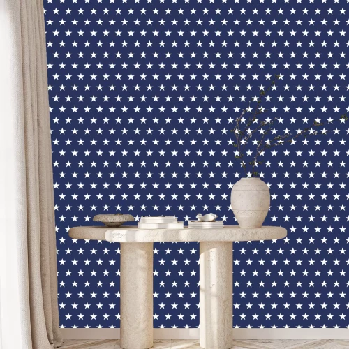 Tapete USA-Flagge nahtlose Muster. Weiße Sterne auf einem blauen Hintergrund. Gedenktag