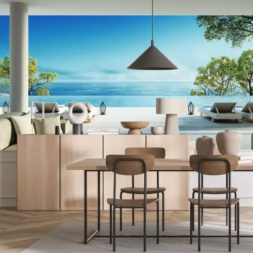 Fototapete Blick von der Villa auf Strand