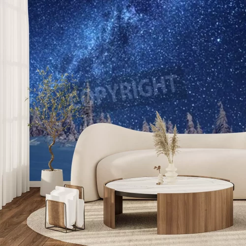 Fototapete Winterwald und Sterne