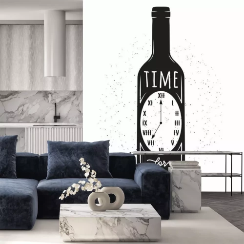Sticker Eine Weinflasche mit der Aufschrift Zeit für Wein